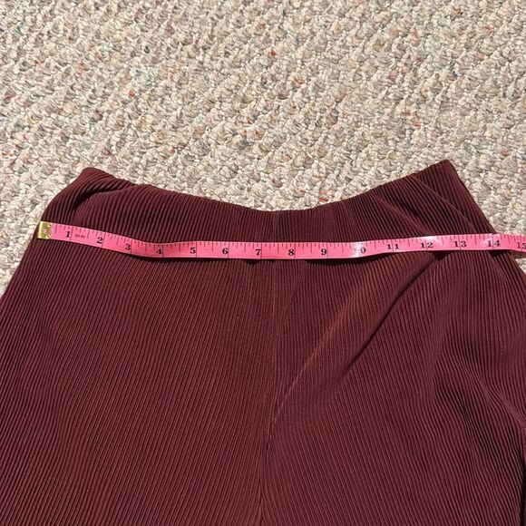 & other stories Ribbed Wide Leg Maroon Wine Pants- Size XS - Picture 11 of 13